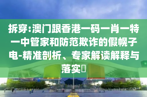 拆穿:澳門跟香港一碼一肖一特一中管家和防范欺詐的假幌子電-精準(zhǔn)剖析、專家解讀解釋與落實(shí)?